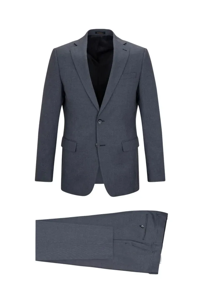 Two-piece navy suit with matching jacket and trousers