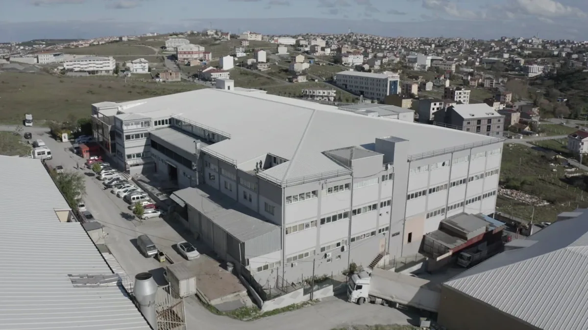 Aerial view of the Erkon factory building